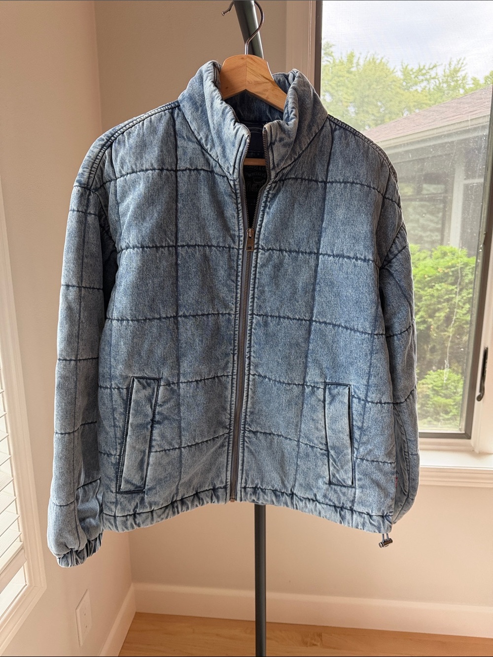 Levi's Light Blue Quilted Denim-Look Puffer Jacket
